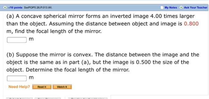 Solved (a) A concave spherical mirror forms an inverted | Chegg.com