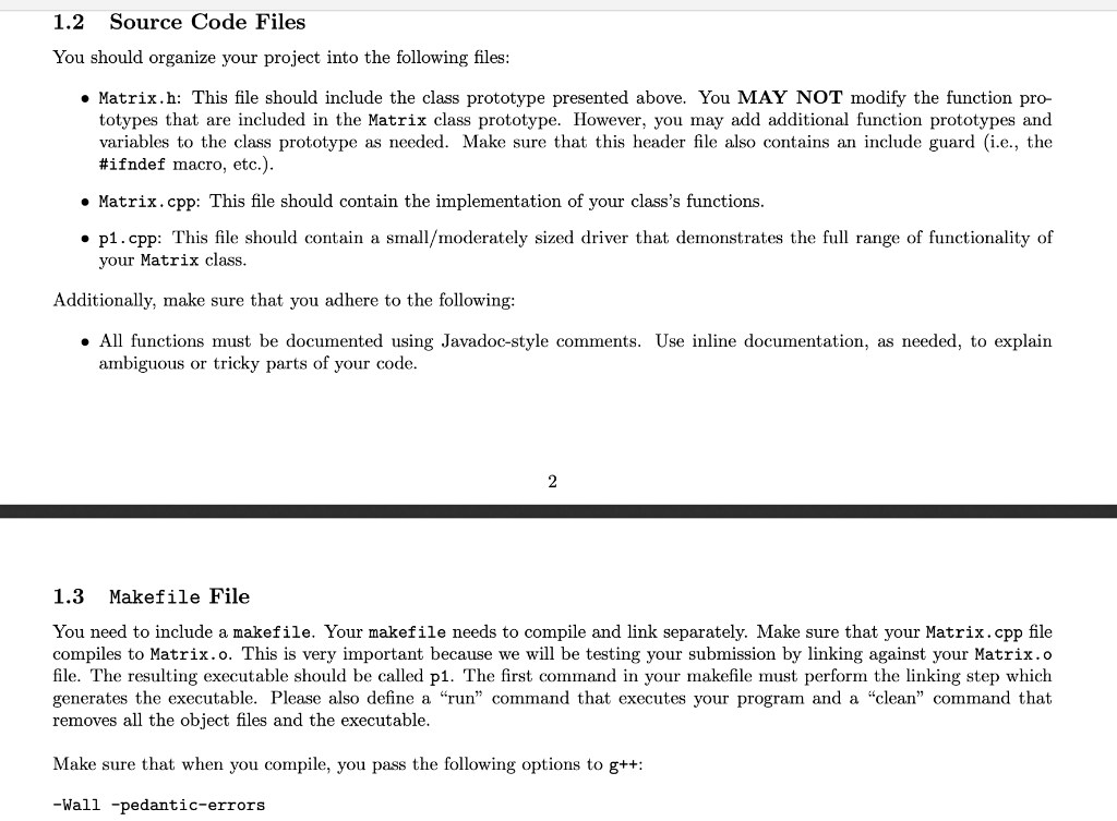 Solved create an easy-to-use Matrixclass in C++ that makes | Chegg.com