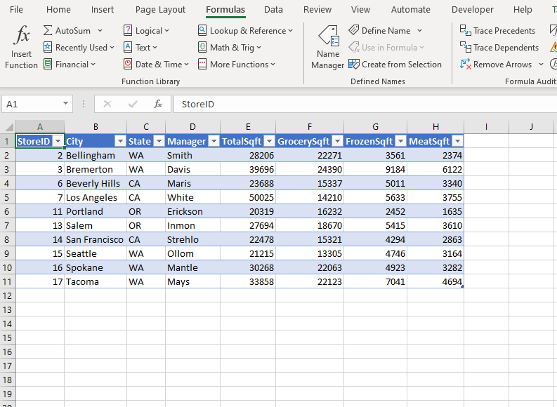 Use VLOOKUP with the table on the Stores worksheet to | Chegg.com