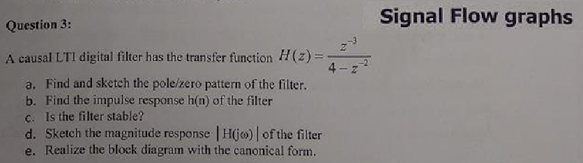 Solved Signal Flow graphs Question 3: A causal L.TI digital | Chegg.com