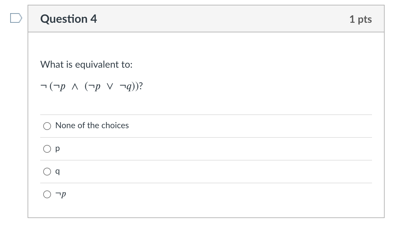 Solved Question 3 1 pts What is equivalent to: p 1 (pv 79? | Chegg.com