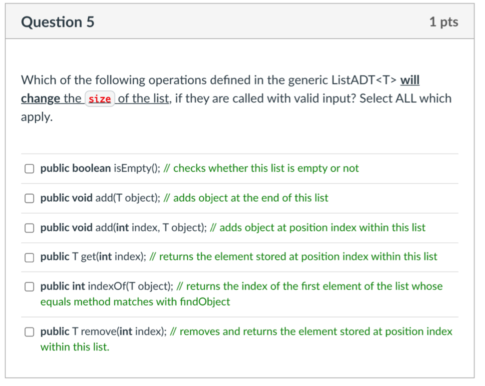 Solved Question 5 1 pts Which of the following operations | Chegg.com