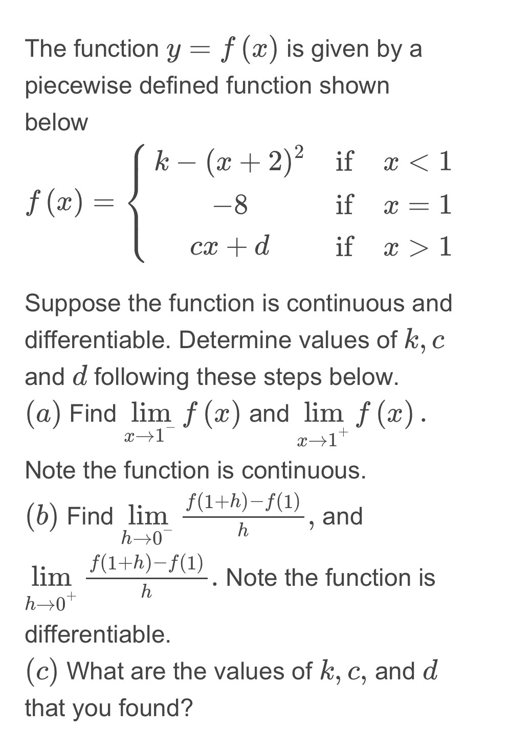 Solved The function y=f(x) is given by a piecewise defined | Chegg.com