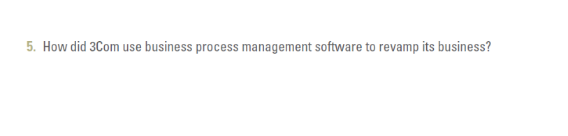 Solved 5. How did 3Com use business process management | Chegg.com