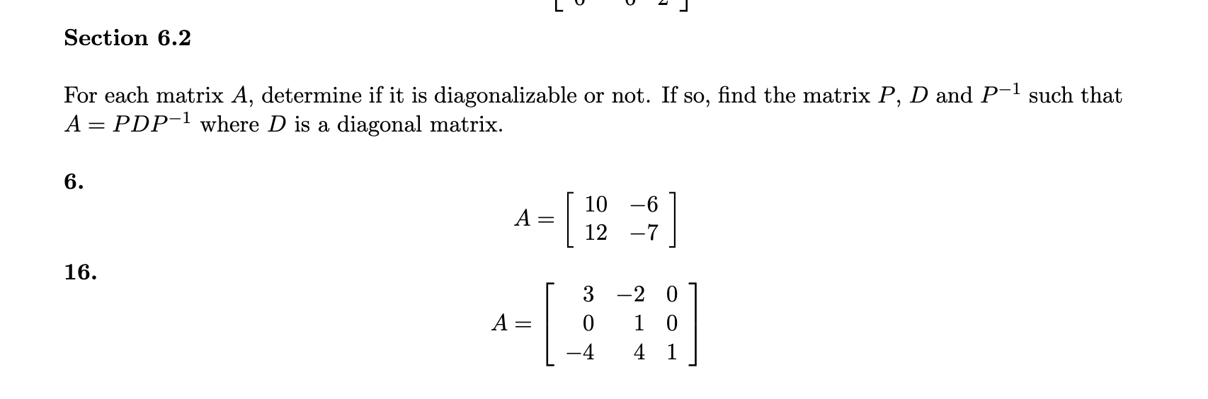 Solved Section 6.2 For each matrix A, determine if it is | Chegg.com