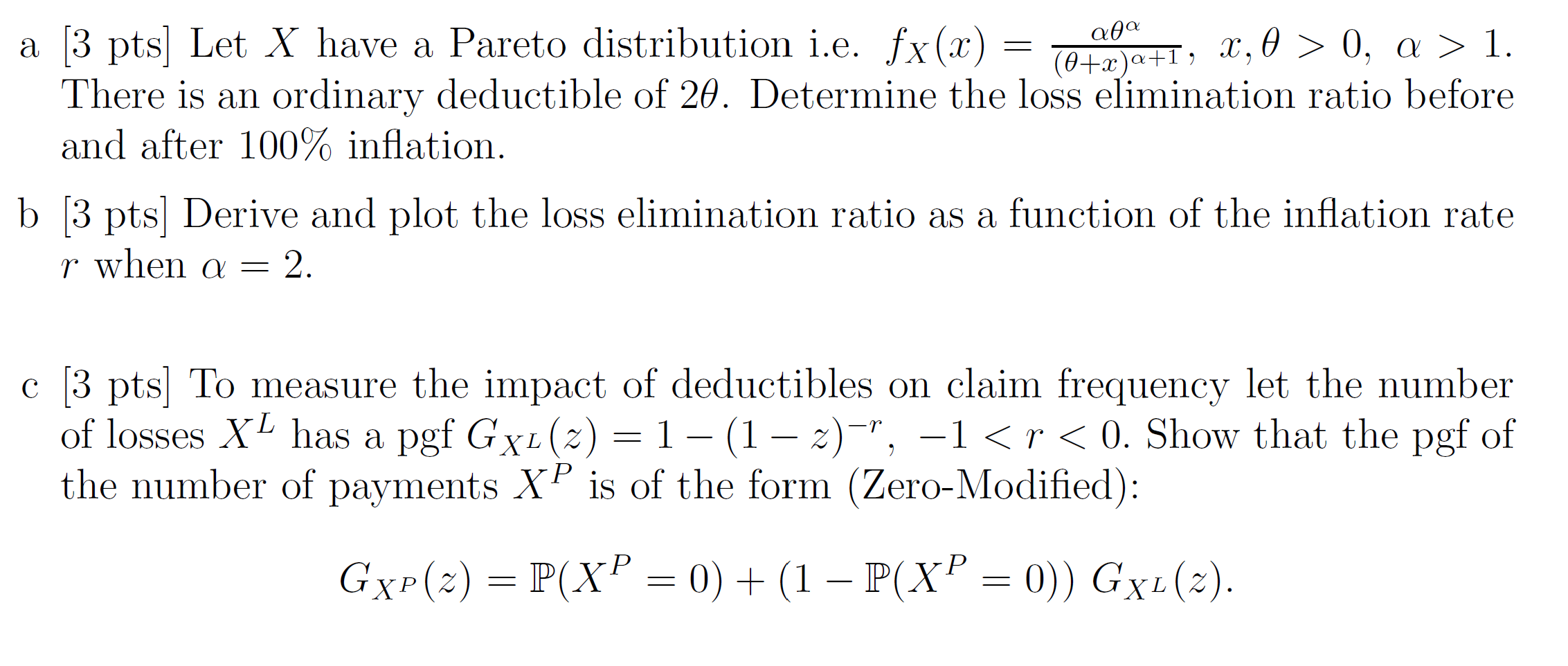 A 3 Pts Let X Have A Pareto Distribution I E Fx Chegg Com