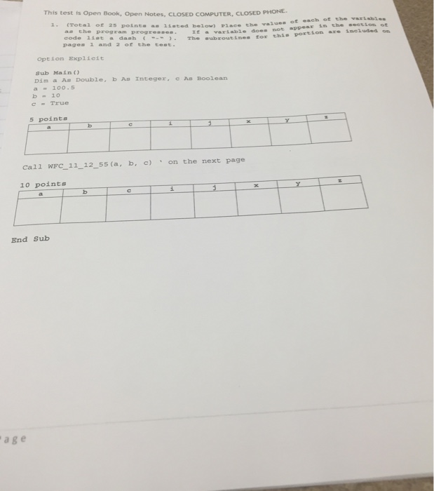This test is Open Book, Open Notes, CLOSED COMPUTER, | Chegg.com