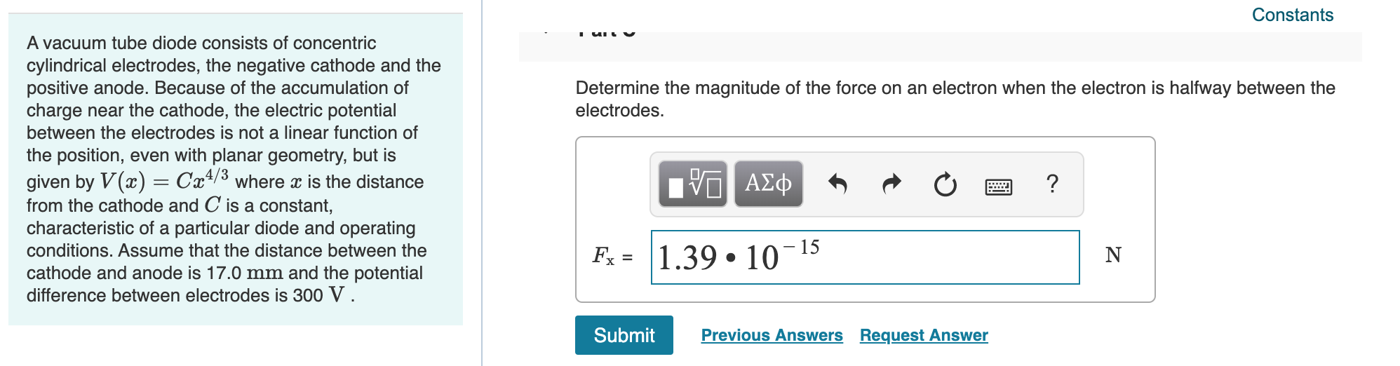 Solved Constants A Vacuum Tube Diode Consists Of Concentr