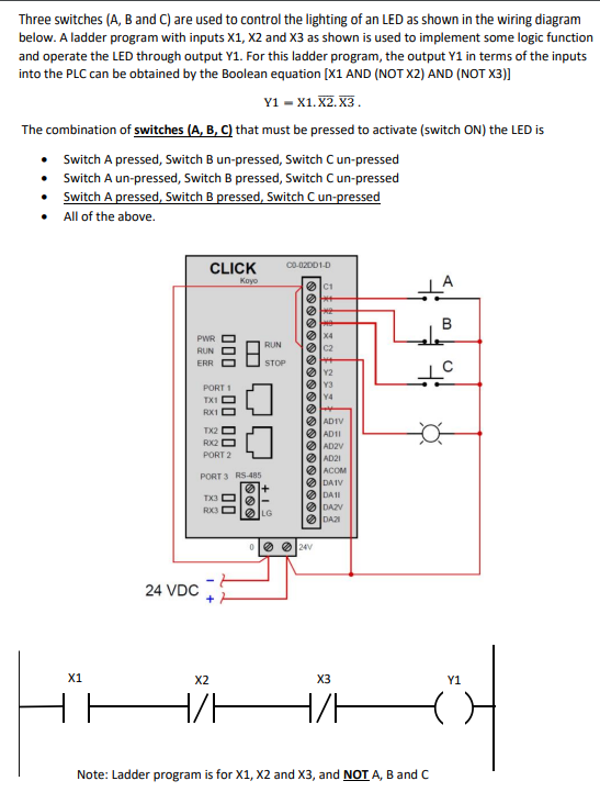 Solved Three Switches (A, B And C) Are Used To Control The | Chegg.com