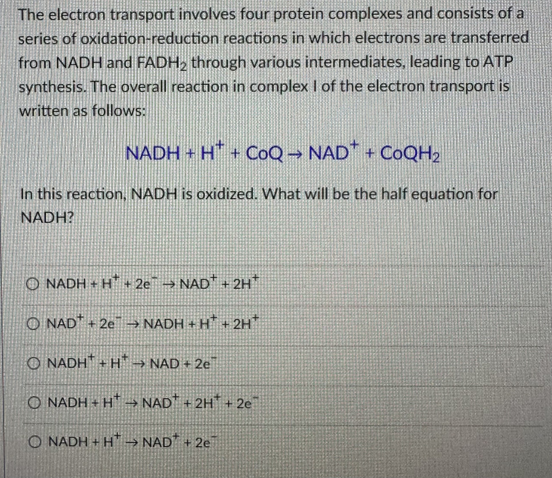 Solved The electron transport involves four protein | Chegg.com