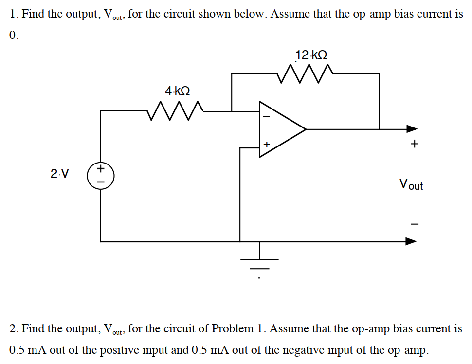 Solved 1. Find The Output, Vout , For The Circuit Shown | Chegg.com