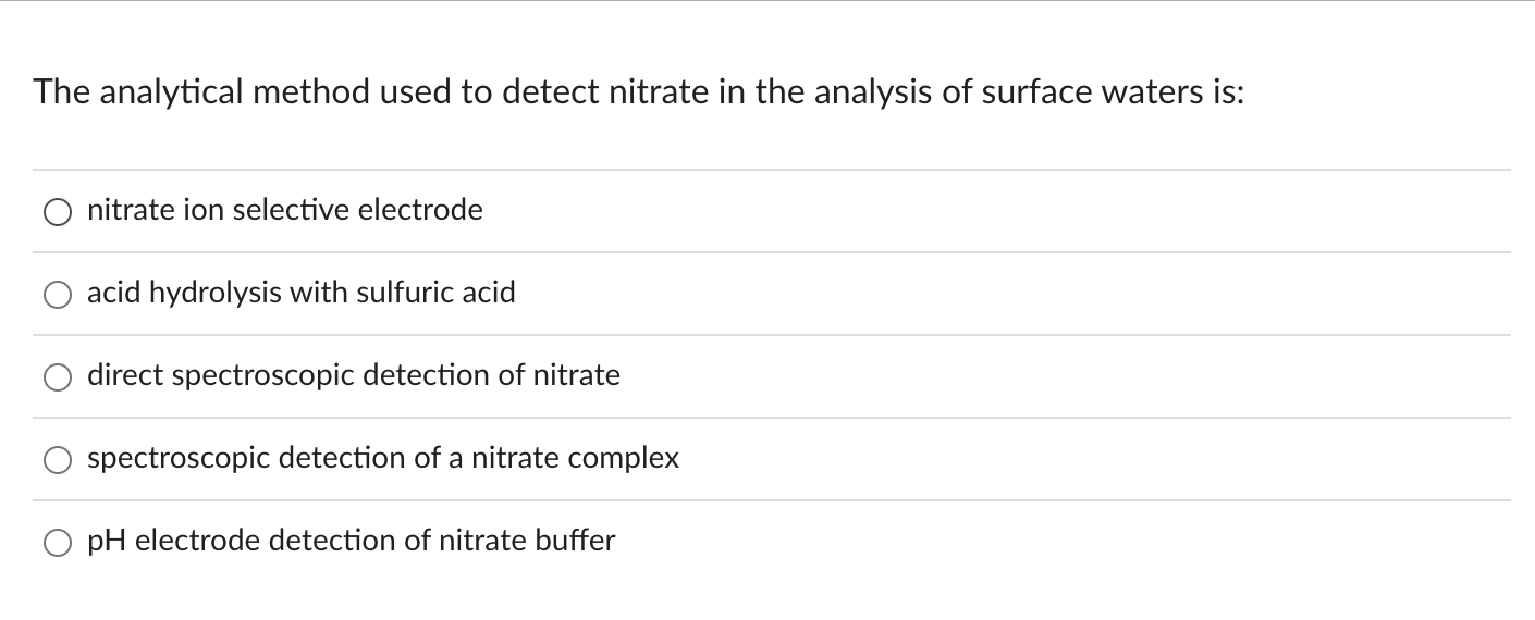 Solved The analytical method used to detect nitrate in the | Chegg.com