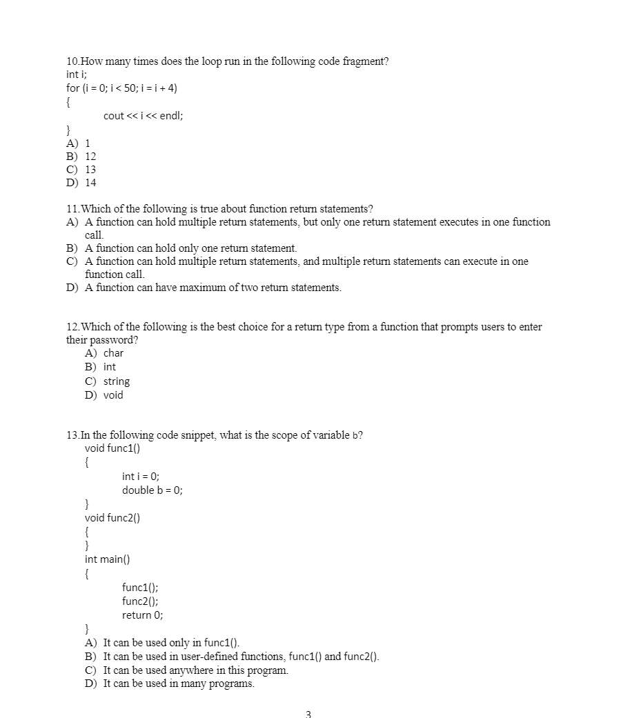 Solved 10. How many times does the loop run in the following | Chegg.com