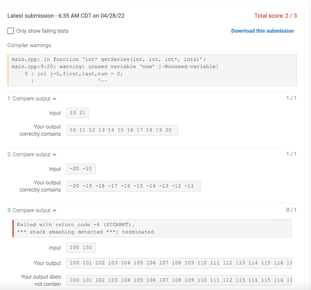 Solved 7.28 Series - array & functions Write a function | Chegg.com