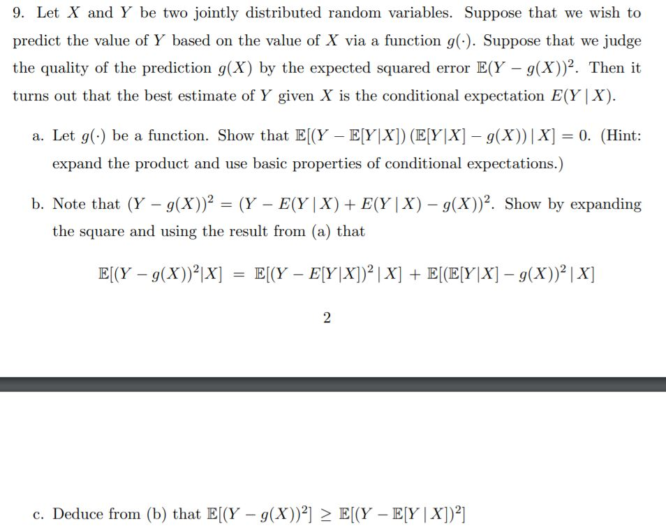 Solved 9 Let X And Y Be Two Jointly Distributed Random V Chegg Com