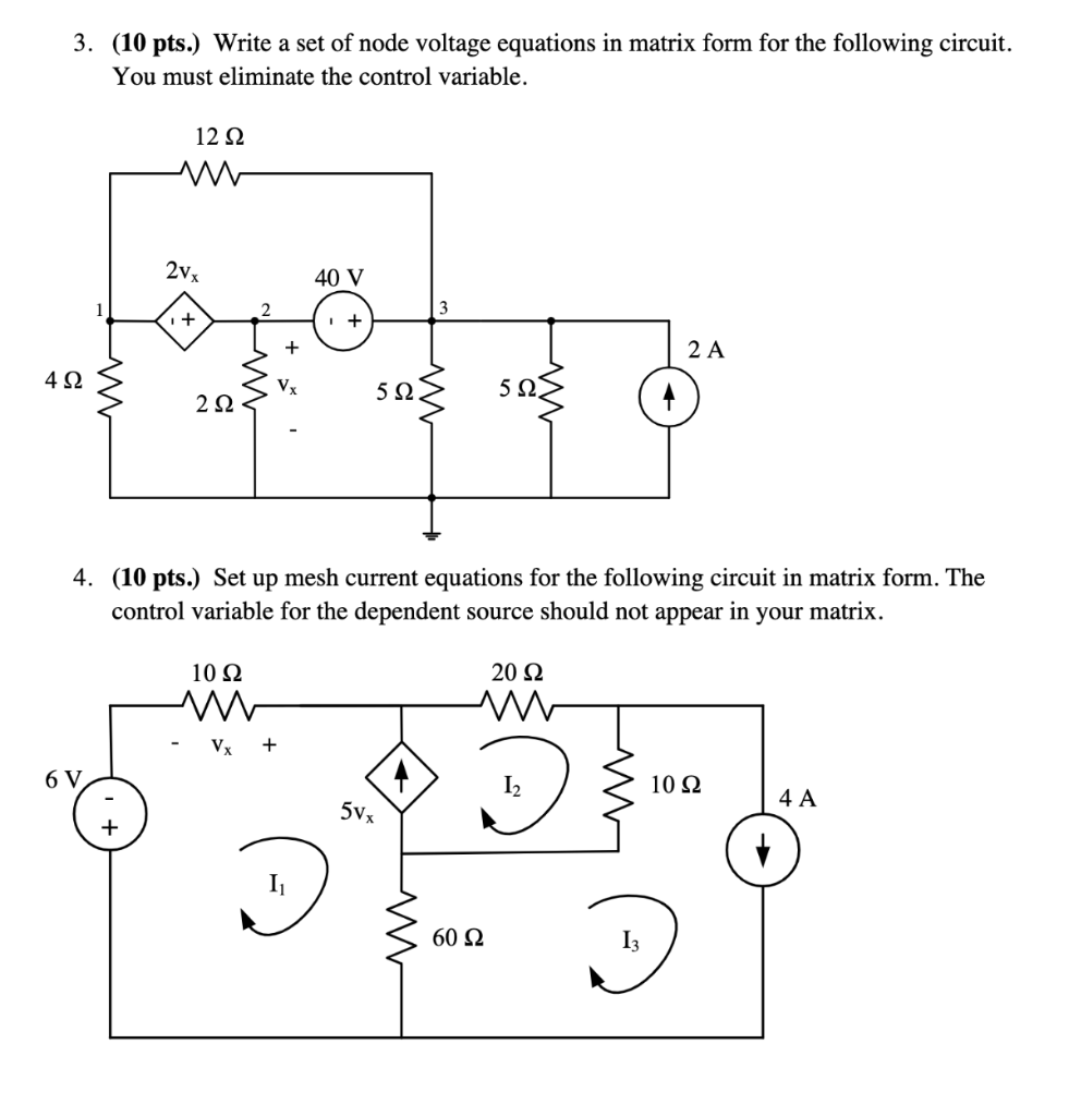 Solved 3. (10 pts.) Write a set of node voltage equations in | Chegg.com