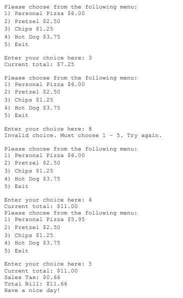 Solved Snack Bar Menu Write a program that allows the user | Chegg.com