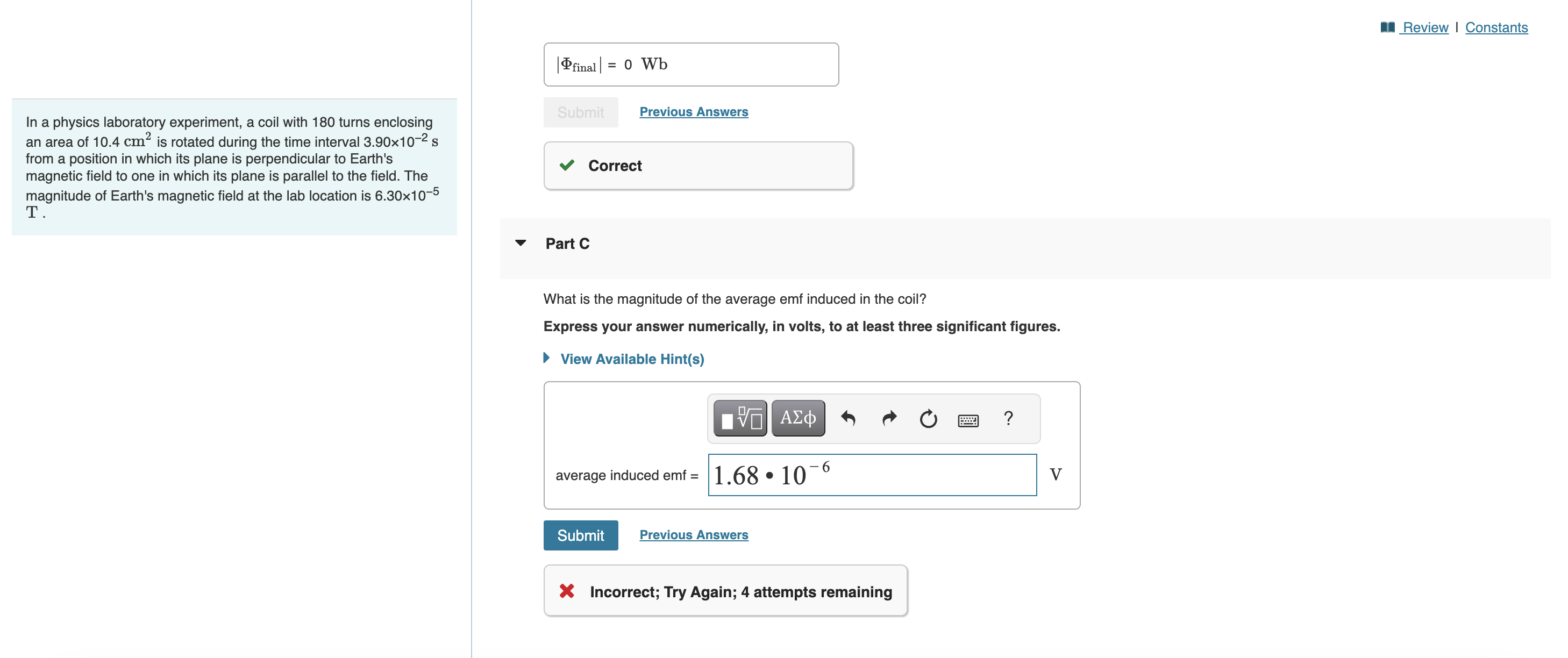 Solved In a physics laboratory experiment, a coil with 180 | Chegg.com