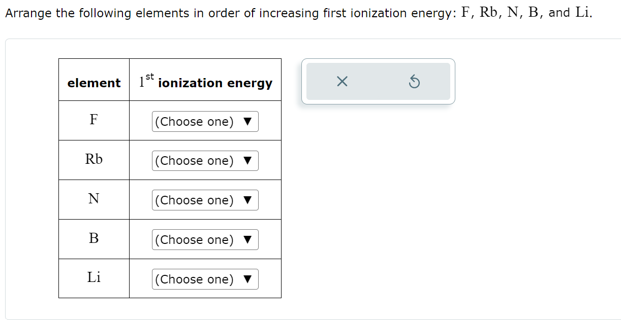 Solved Arrange the following elements in order of increasing | Chegg.com