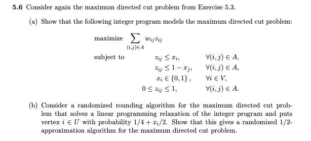 Solved Consider again the maximum directed cut problem from | Chegg.com