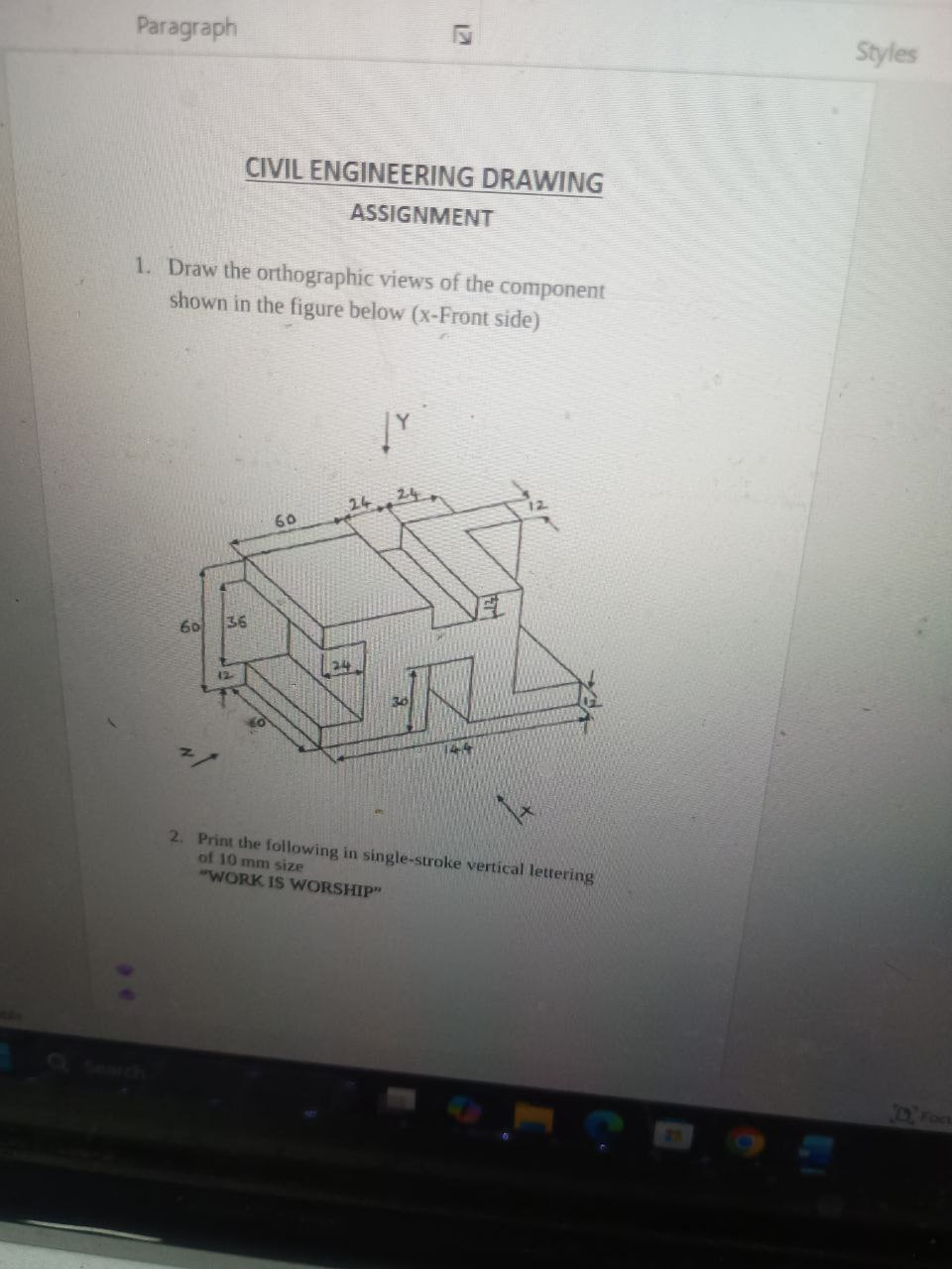 Solved CIVIL ENGINEERING DRAWINGASSIGNMENT1. Draw the | Chegg.com