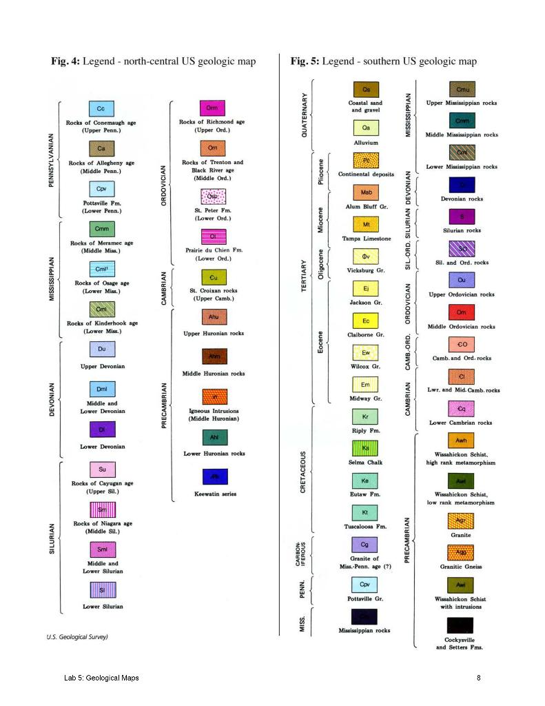 Solved Fig. 4: Legend - north-central US geologic map Fig. | Chegg.com