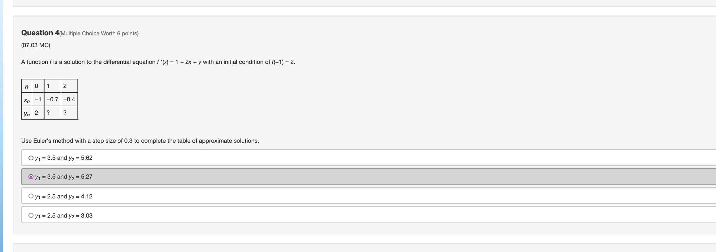 Solved Question 4(Multiple Choice Worth 6 points) (07.03 MC) | Chegg.com