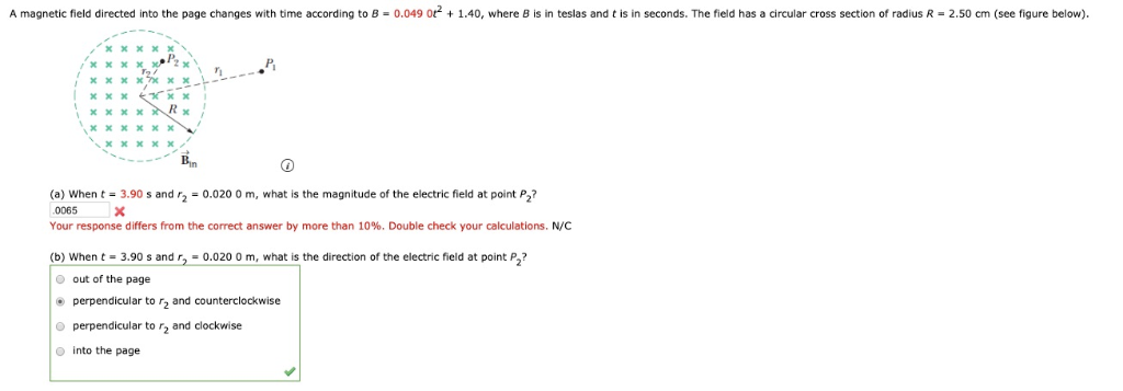 Solved A magnetic field directed into the page changes with | Chegg.com