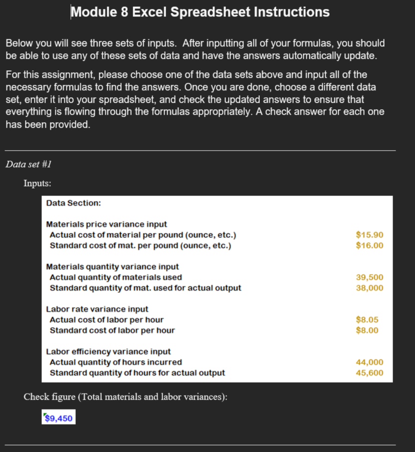 Solved Module 8 Excel Spreadsheet Instructions Below you | Chegg.com