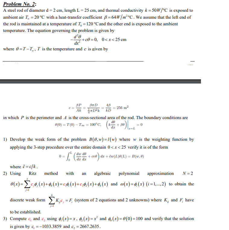 Problem No. 2: A steel rod of diameter d = 2 cm, | Chegg.com