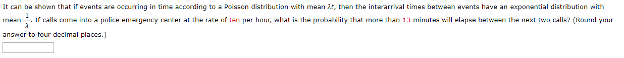 Solved It can be shown that if events are occurring in time | Chegg.com