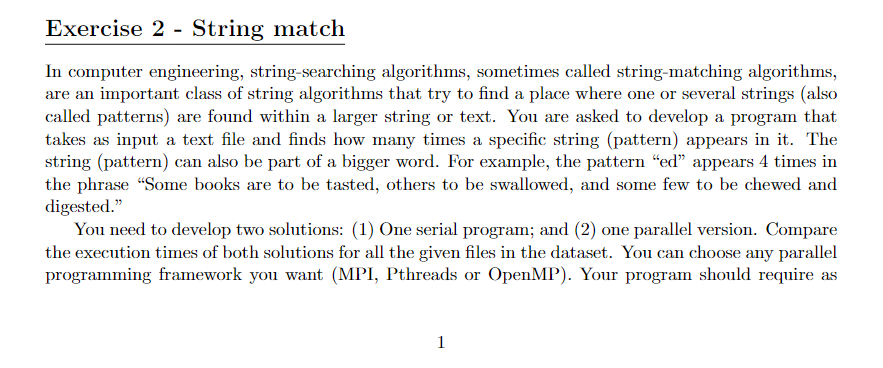 Exercise 2 - String match In computer engineering, | Chegg.com