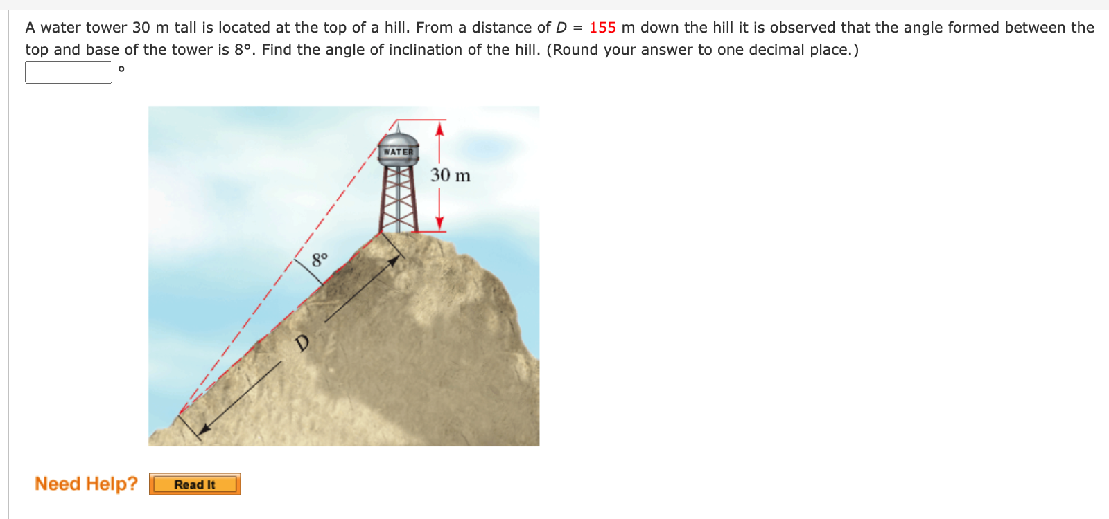 Solved A water tower 30 m tall is located at the top of a | Chegg.com