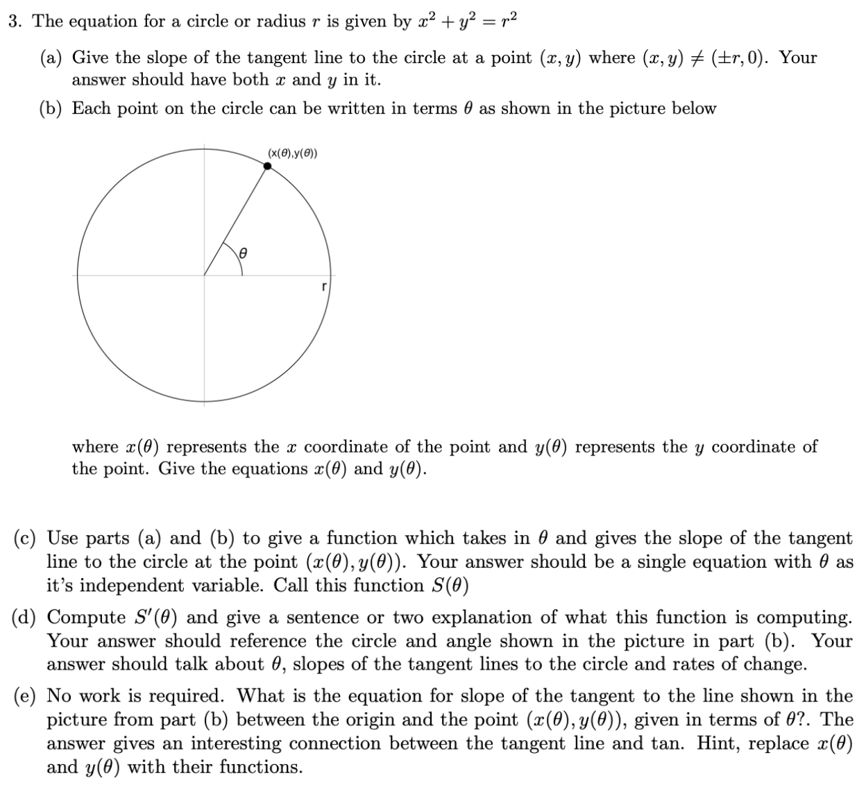 Solved The equation for a circle or radius r ﻿is given by | Chegg.com