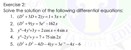 Solved Exercise 2 Solve The Solution Of The Following Chegg Com