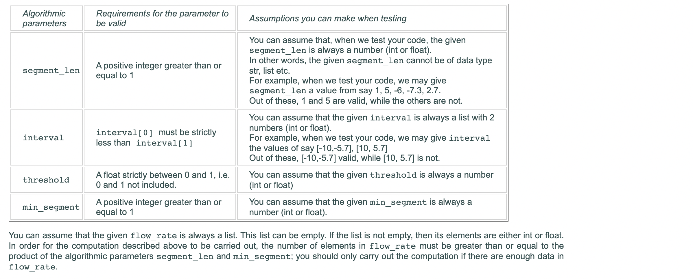 def run_diagnostic(flow_rate, segment_len, interval, | Chegg.com