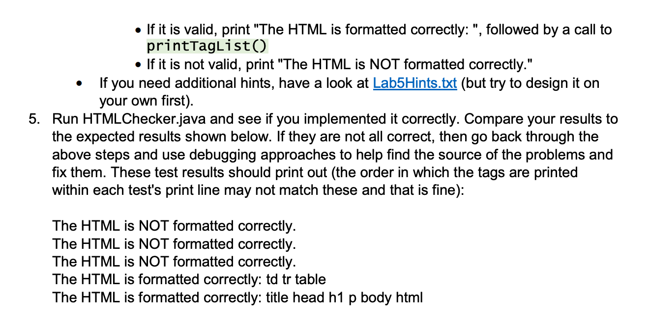 Exercise 2 - Completing The HTML Checker Class HTML | Chegg.com