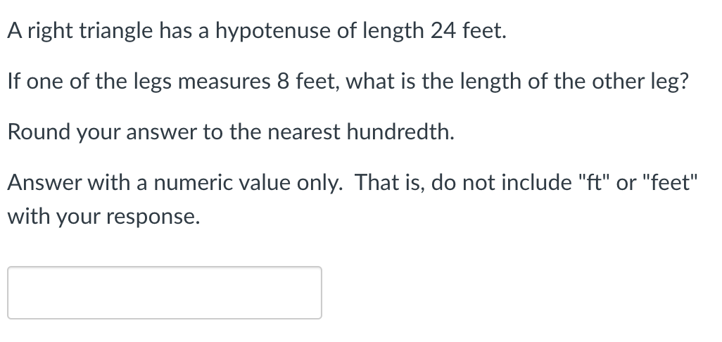 hypotenuse length of a right triangle with legs 7 and 24