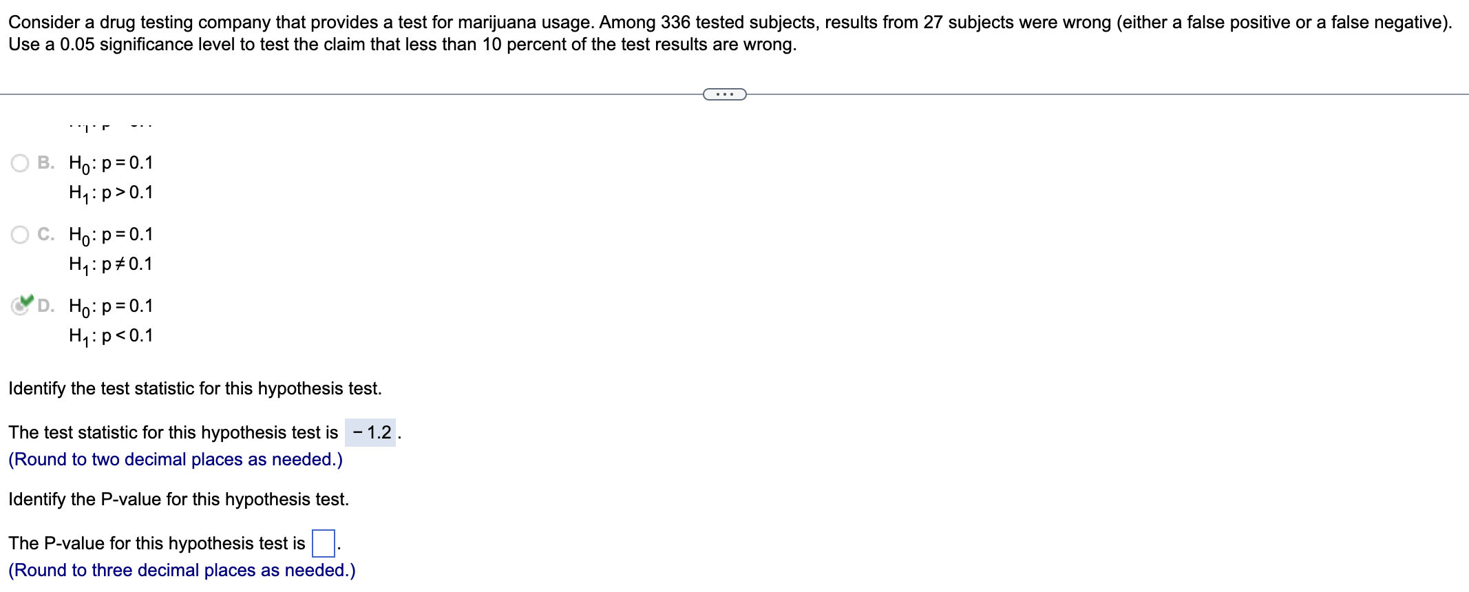 Solved Consider a drug testing company that provides a test | Chegg.com