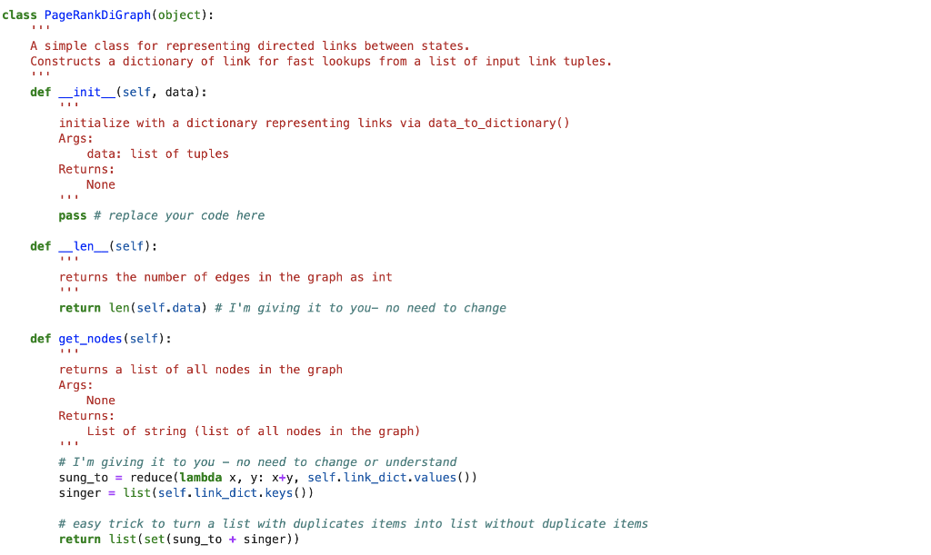 Python file -- Please fill in the code according to | Chegg.com