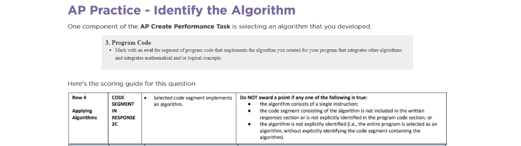 AP Practice Identify the Algorithm One component of | Chegg.com