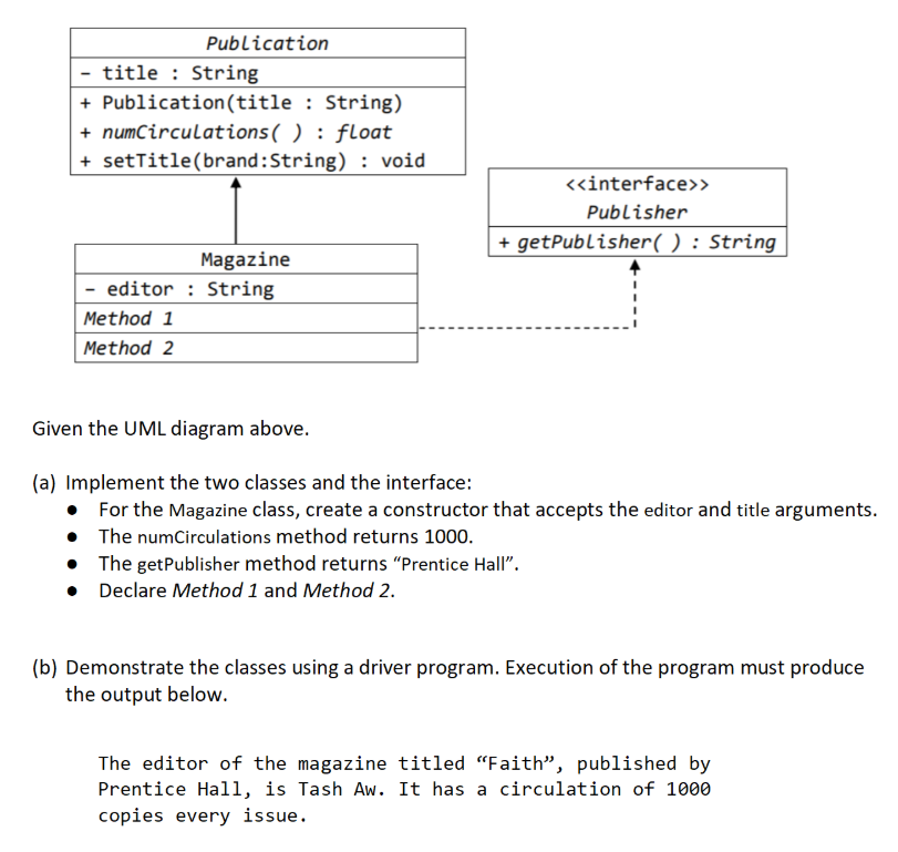 Solved Publication - title : String + Publication(title : | Chegg.com