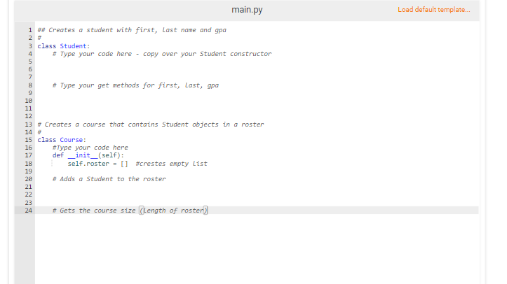 Solved Building on the student class created in the previous | Chegg.com