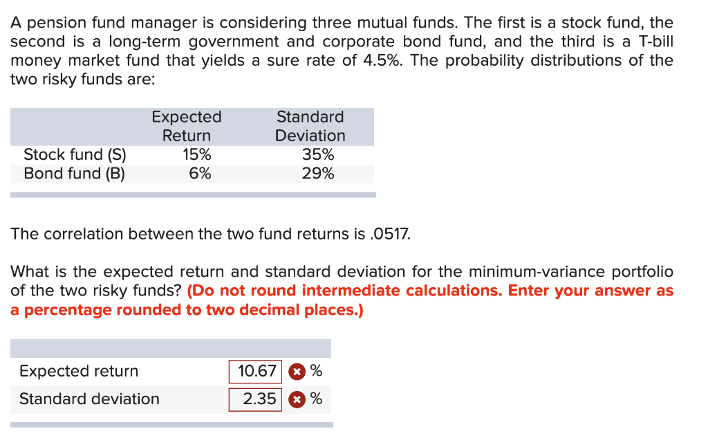 Solved A pension fund manager is considering three mutual | Chegg.com