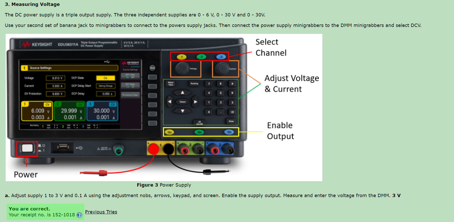 Solved 3. Measuring Voltage The DC power supply is a triple | Chegg.com