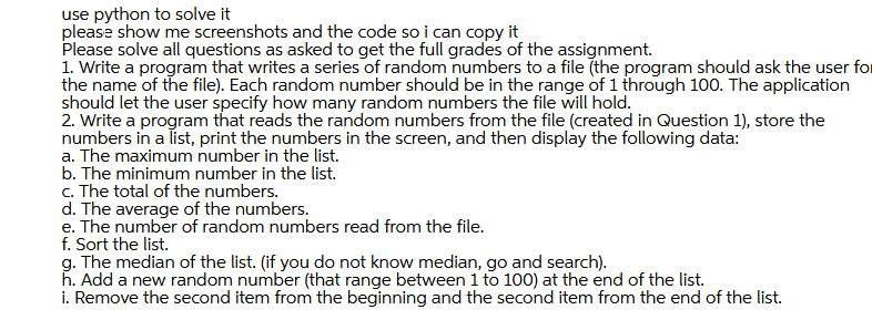 Solved use python to solve it please show me screenshots and | Chegg.com