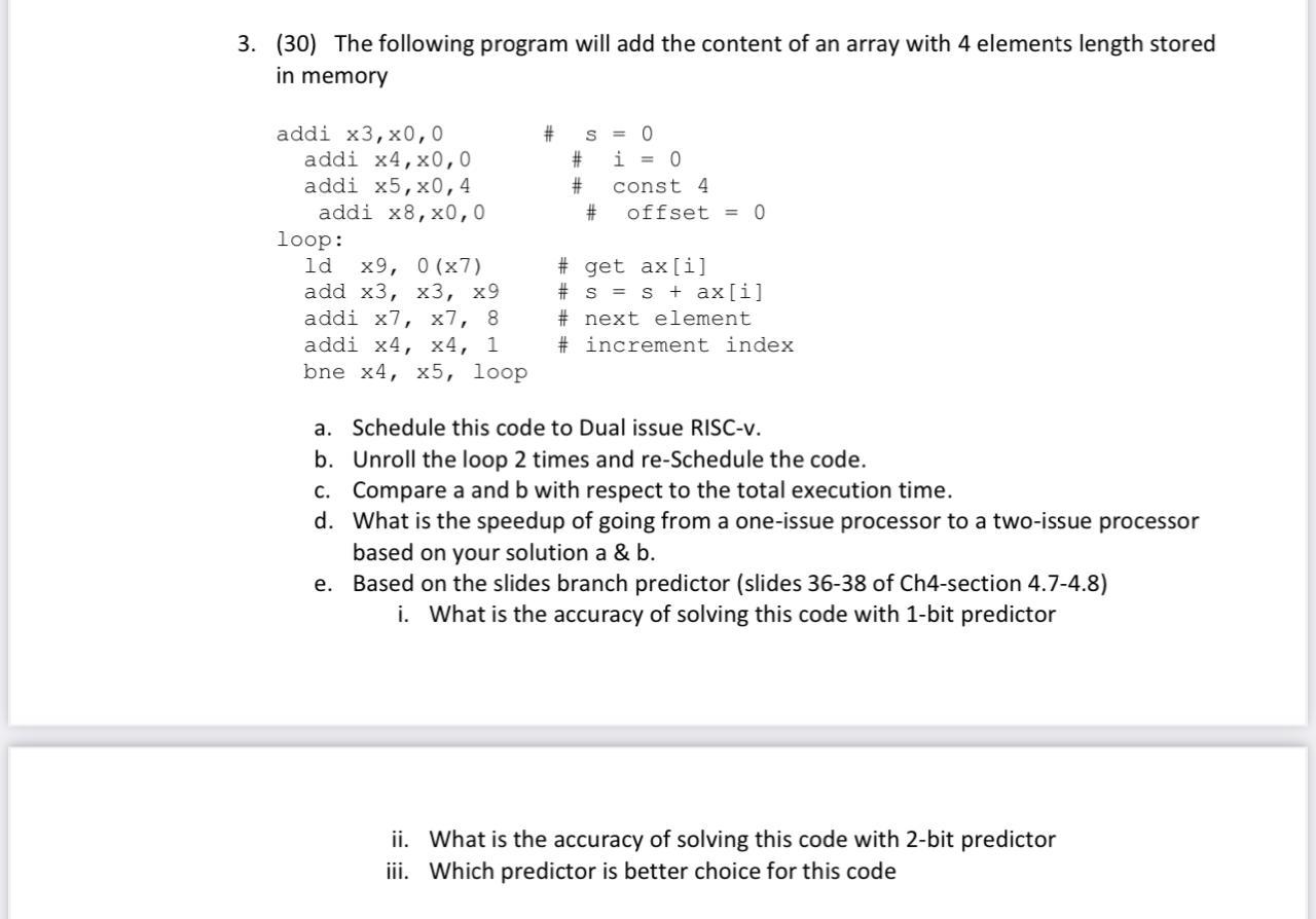 Solved 3. (30) The following program will add the content of | Chegg.com