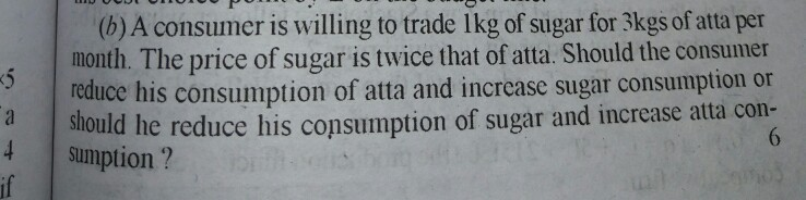 Solved (b) A consumer is willing to trade lkg of sugar for | Chegg.com