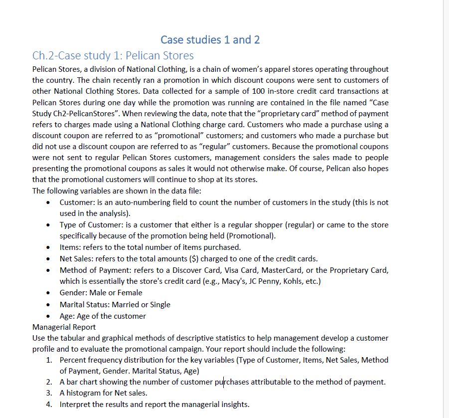 Solved Chs.3 ﻿and 4-Case study 2: Pelican StoresConsider the | Chegg.com