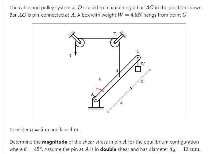 Solved The Cable And Pulley System At D Is Used To Maintain | Chegg.com